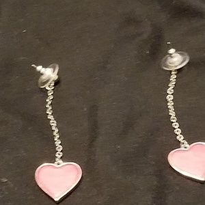 Pink chain heart earings